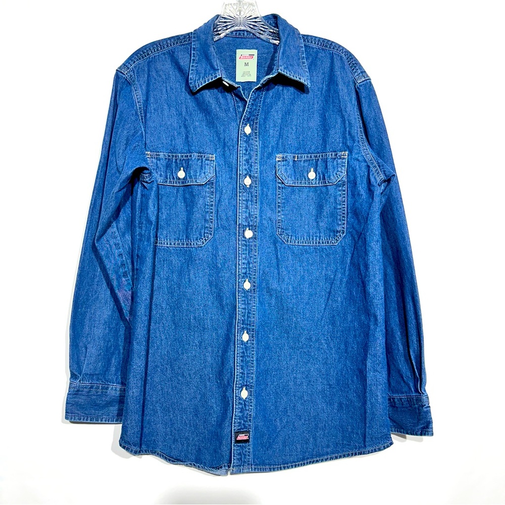 Dickies Mens Denim 100% Cotton Button Down Long Sleeve Shirt